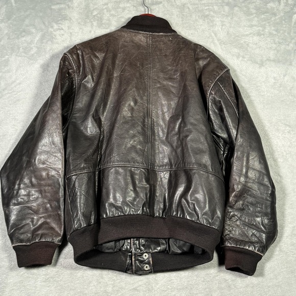 Vintage Banana Republic Jacket Mens Large Brown Leather Flight Bomber *FLAWS - Picture 11 of 12